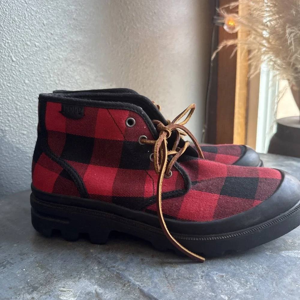 Polo Ralph Lauren Boots Buffalo Plaid Rugged Rare Limited Holiday Umar Men's 8.5